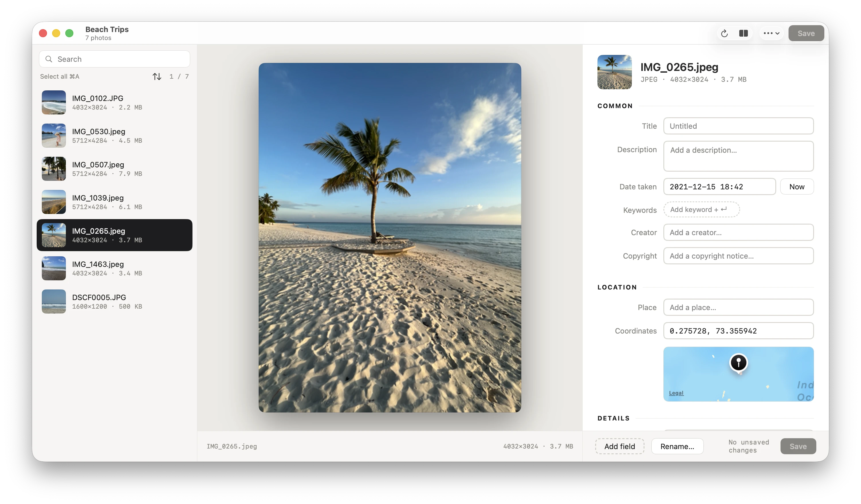 SimpleMeta editing a photo library